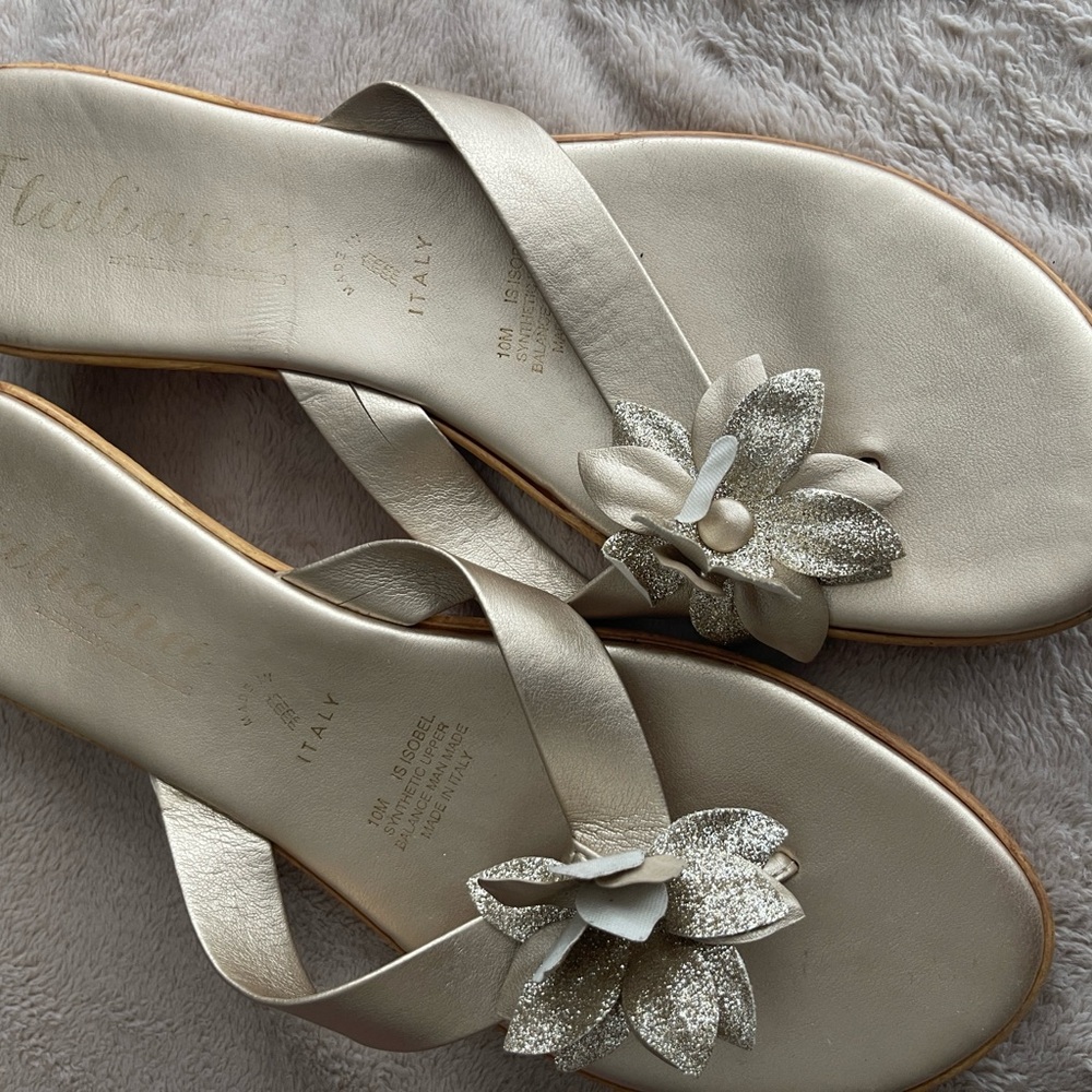 Italian Shoemakers Silver Sandals with Textured Soles